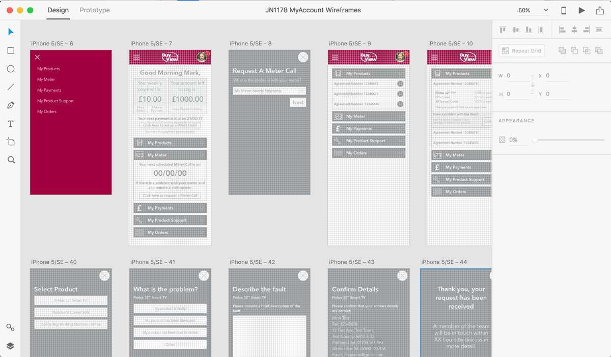 Adobe XD Wireframes