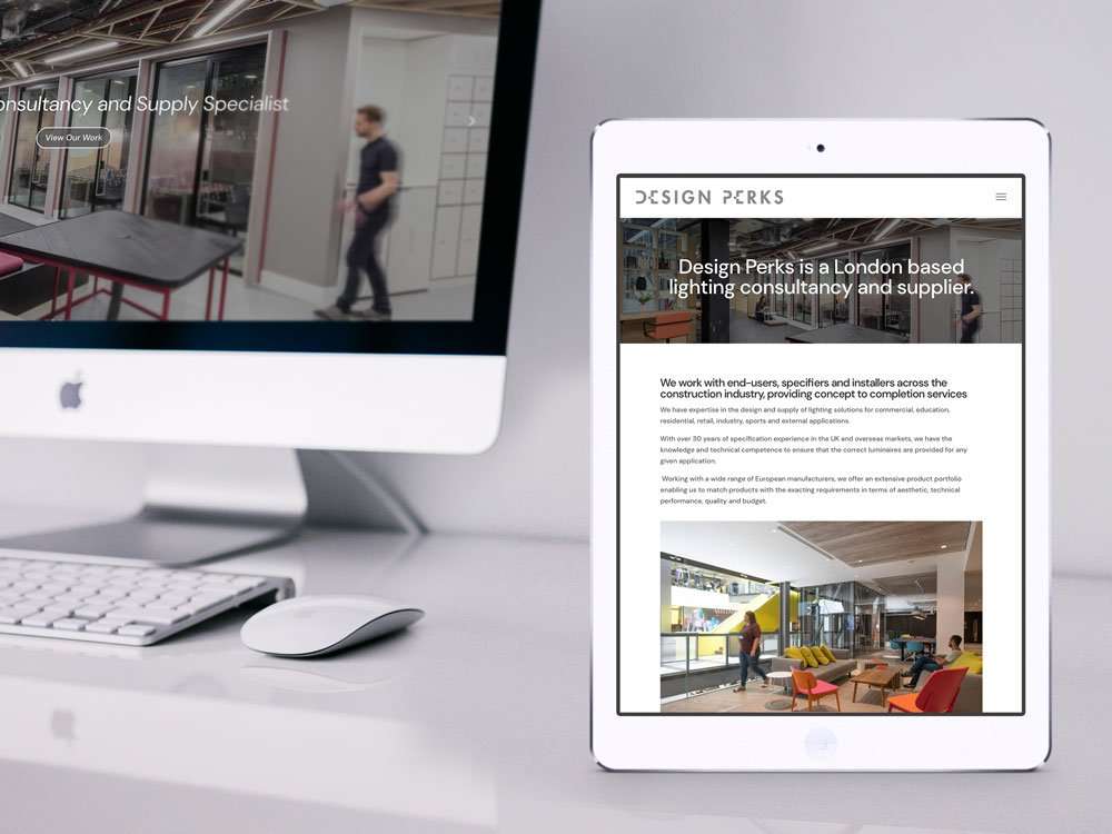 Design Perks Website on iPad & iMac