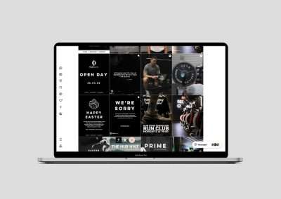 The Hub Gyms Instagram feed showing a selection of posts all in a consistent brand style. Brand created by Yellow Cat Design.